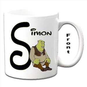 Personalisierte Initiale mit SHREK Charakter gedruckten weißen Tassen