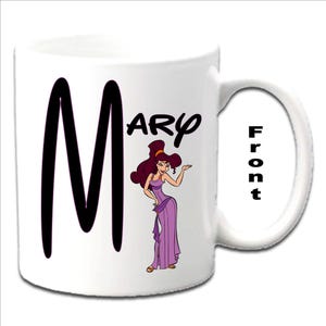 Personalised Initial With MEG ~ HERCULES Characters Printed White Mugs