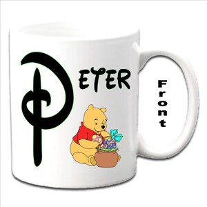 Easter Personalised Initial With WINNIE POOH (1)~ Winnie Pooh & Friends Character Printed White Mugs