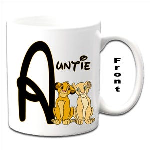 Personalised Initial With Simba & Nala ~ LION KING Characters Printed White Mugs