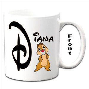 Personalised Initial With DALE ~ CHIP & DALE Character Printed White Mugs