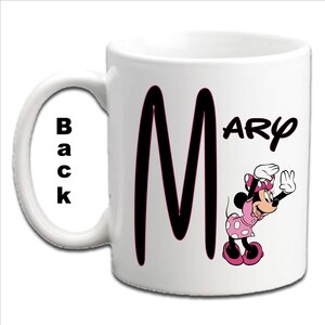 Tazas blancas personalizadas con inicial impresa de MINNIE MOUSE imagen 8