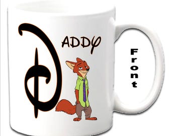 Personalised Initial With NICK WILDE ~ Zootopia Character Printed White Mugs