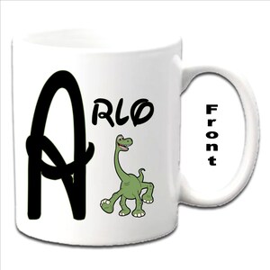 Personalised Initial With ARLO ~ Good Dinosaur Character Printed White Mugs