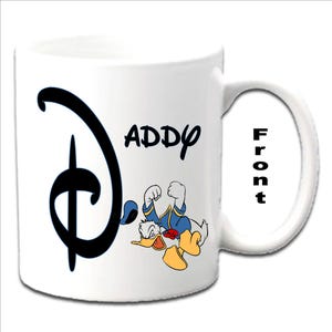 Personalised Initial With DONALD DUCK Character Printed White Mugs