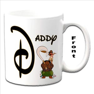 Personalised Initial With MOANA & FRIENDS Characters Printed White Mugs
