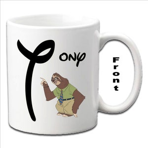 Personalised Initial With FLASH ~ Zootopia Character Printed White Mugs