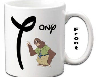 Personalised Initial With FLASH ~ Zootopia Character Printed White Mugs