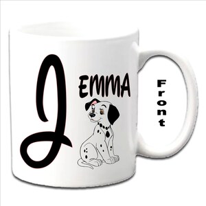 Personalised Initial 101 DALMATION ~ JEWEL Character Printed White Mugs