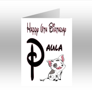 Personalised Printed PUA ~ MOANA Initial A5 Greeting Card ~ Any Occasion, Relation, Age