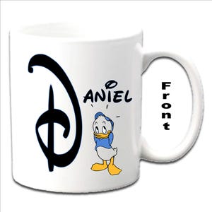 Personalised Initial With DUEY ~ Ducktales Character Printed White Mugs