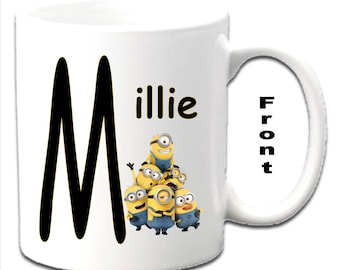 Personalisierte Initiale mit MINIIONS Charakteren gedruckten weißen Tassen