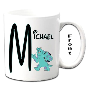 Personalised Initial With SULLY ~ Monster's Inc Character Printed White Mugs