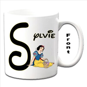 Easter Personalised Initial With SNOW WHITE Character Printed White Mugs