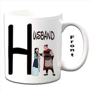 Personalised Initial With SHANG ~ Mulan Characters Printed White Mugs