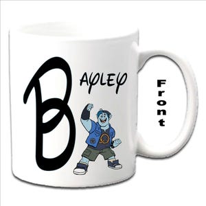 Personalised Initial With Barley ~ ONWARD Character Printed White Mugs