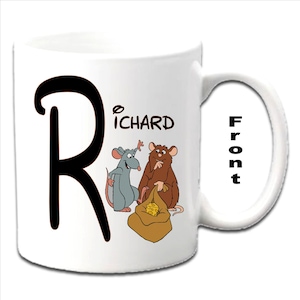 Personalised Initial REMY & EMILLE ~ Ratatouille Character Printed White Mug ~ Any Name Relation
