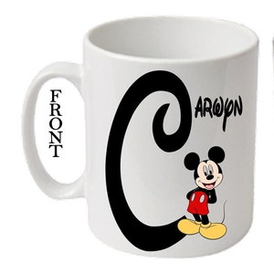 Personalised Initial With MICKEY MOUSE Character Printed White Mugs