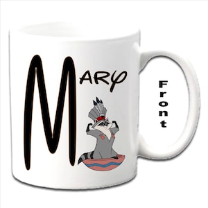 Personalised Initial With MEEKO ~ Pocahontas Characters Printed White Mugs