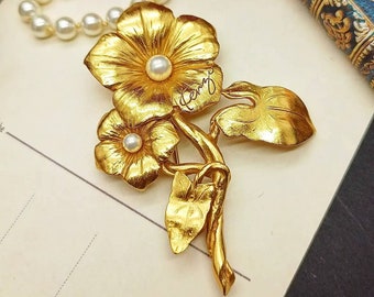ヴィンテージ　ブローチ　KENZO 花 ケンゾー パリ - ヴィンテージフラワーブローチ - Etsy 日本