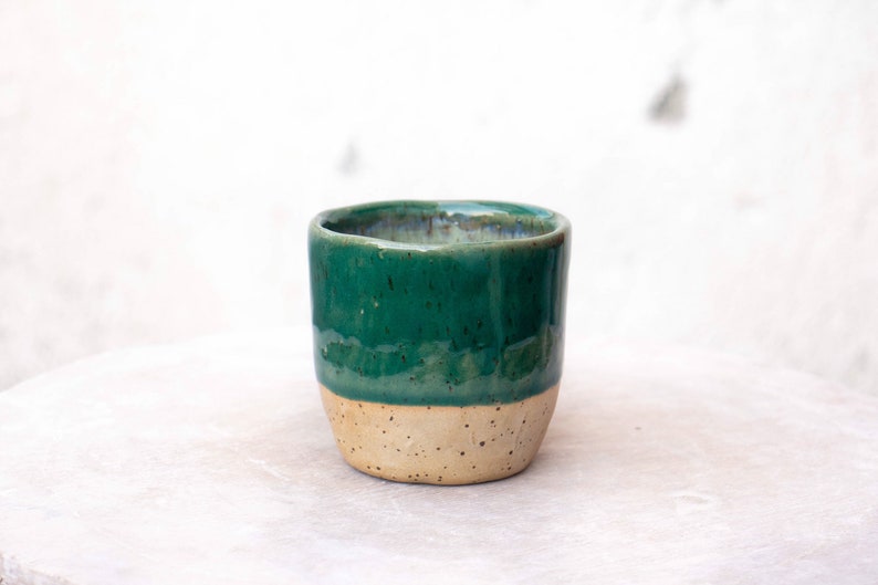 Green mug, coffee cup, dotted cup image 1