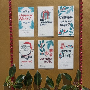 Lots de 6 CARTES pour CADEAUX de NOEL en papier ensemencé collection pop vert émeraude 2022 image 1