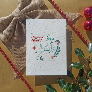 CARTE de NOEL en papier ensemencé avec ENVELOPPE collection 2022  pop renne stylisé A6 140g/m2
