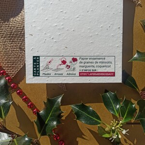 CARTE de NOEL à planter en papier ensemencé avec ENVELOPPE collection aquarelle couronne de végétaux A6 140g/m2 image 2