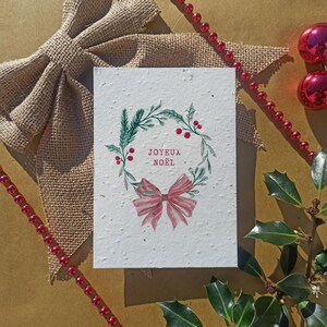 CARTE de NOEL à planter en papier ensemencé avec ENVELOPPE collection aquarelle A6 140g/m2