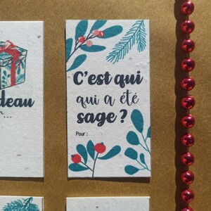 Lots de 6 CARTES pour CADEAUX de NOEL en papier ensemencé collection pop vert émeraude 2022 image 4