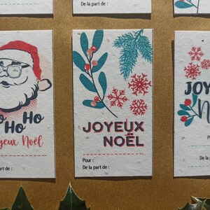 Lots de 6 CARTES pour CADEAUX de NOEL en papier ensemencé collection pop vert émeraude 2022 image 6