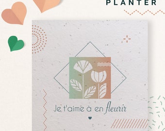 Carte à planter Fete des meres en Papier ensemencé je t'aime à fleurir