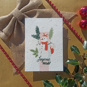 CARTE de NOEL à planter en papier ensemencé avec ENVELOPPE collection 2022 faune animaux de la foret A6 140g/m2