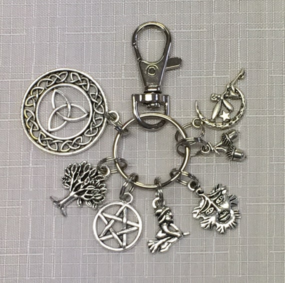WiccaPagan Theme Stitch Marker Set or Key Ring