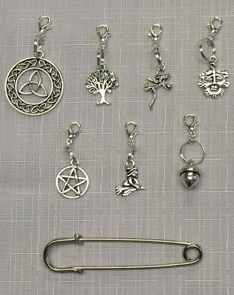 WiccaPagan Theme Stitch Marker Set or Key Ring