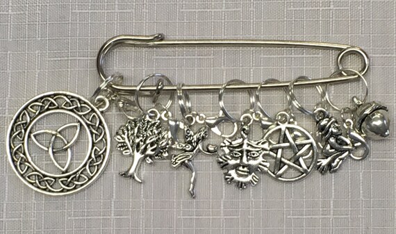 WiccaPagan Theme Stitch Marker Set or Key Ring