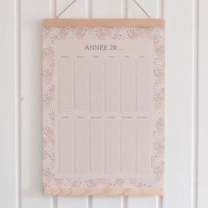 Flowery perpetual calendar, Birthday calendar, Poster, Léo Bizard