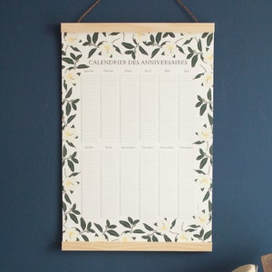 BLUMEN-Geburtstagskalender, ewiger Kalender, Poster, großes Poster, Botanisch, Léo Bizard