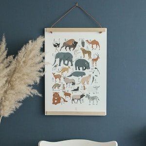 Abecédaire, Tier-ABC, Kinderzimmerplakat, ABC-Plakat, ABC, Alphabet, Geschenk zur Geburt, Léo Bizard