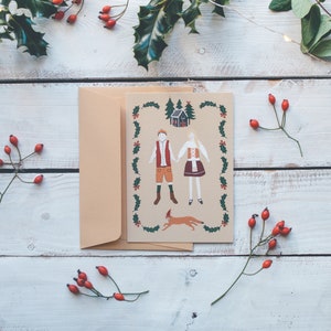 Weihnachtskarte, Grußkarte, Hänsel und Gretel, Märchenweihnacht, traditionelle Weihnachten, Briefpapier, Leo Bizard