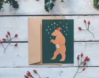 Christmas card, Greeting card, Brown bear, Fairy Christmas, Traditional Christmas, Stationery, Leo Bizard