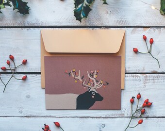 Christmas card, Greeting card, Elk, Garlands, Fairy Christmas, Traditional Christmas, Stationery, Leo Bizard