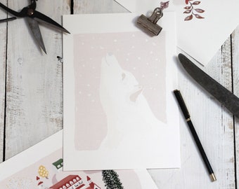 Polar Bear, Minimalist Illustration, Snow, Children's Room, Mural Art, Poster, Map, Leo Bizard