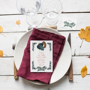 Menu de table personnalisé, cartons de table, Thanksgiving, Noel, décoration de table, papeterie, Fêtes, Leo Bizard
