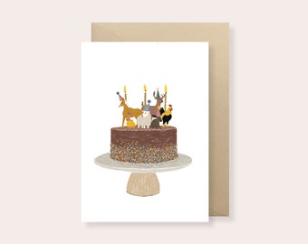 Carte de correspondance, Joyeux Anniversaire, Birthday Cake, Animaux, Leo Bizard