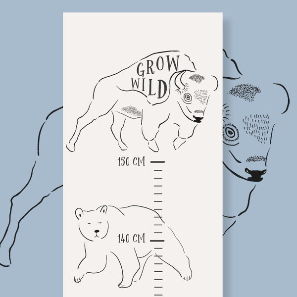 Toise enfant Animaux Sauvages "Grow Wild"