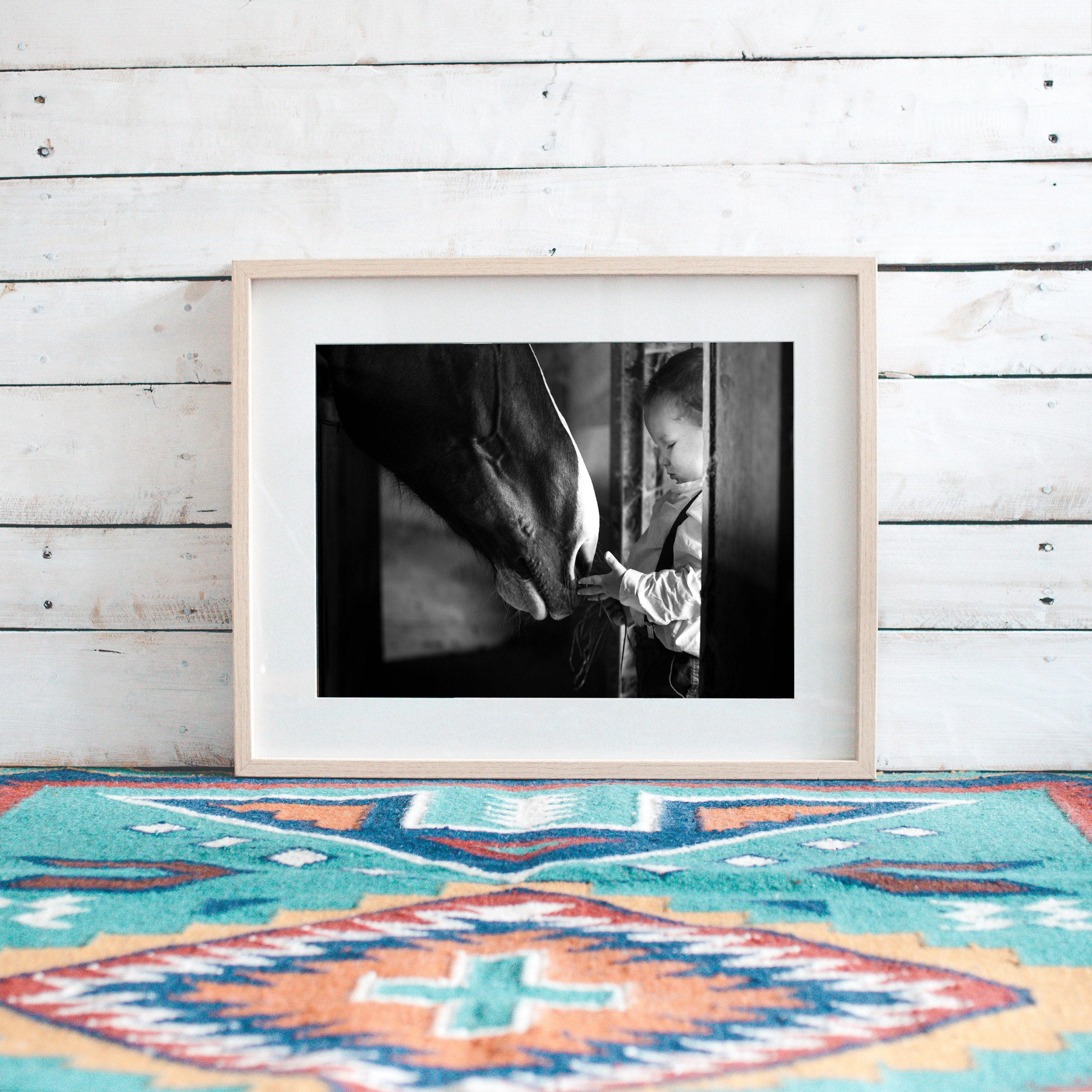 Tirage Photographique, Cheval, Enfance, Cow-Boy, Noir et Blanc, Grand Ouest, Art Mural Olivier Bizar