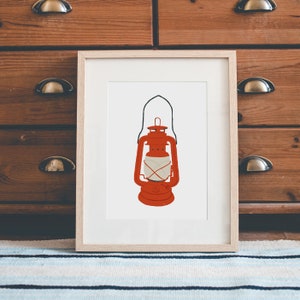 Lampe Tempête, Illustration, Lampe à pétrole, Vintage, Art Mural, Affiche, Print, Leo Bizard