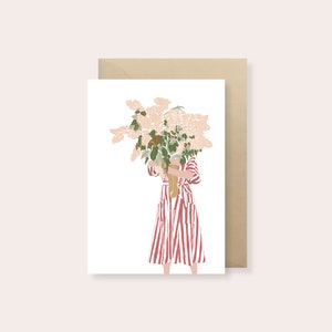 Carte postale, Femme Bouquet de fleurs géant, Papeterie, Leo Bizard
