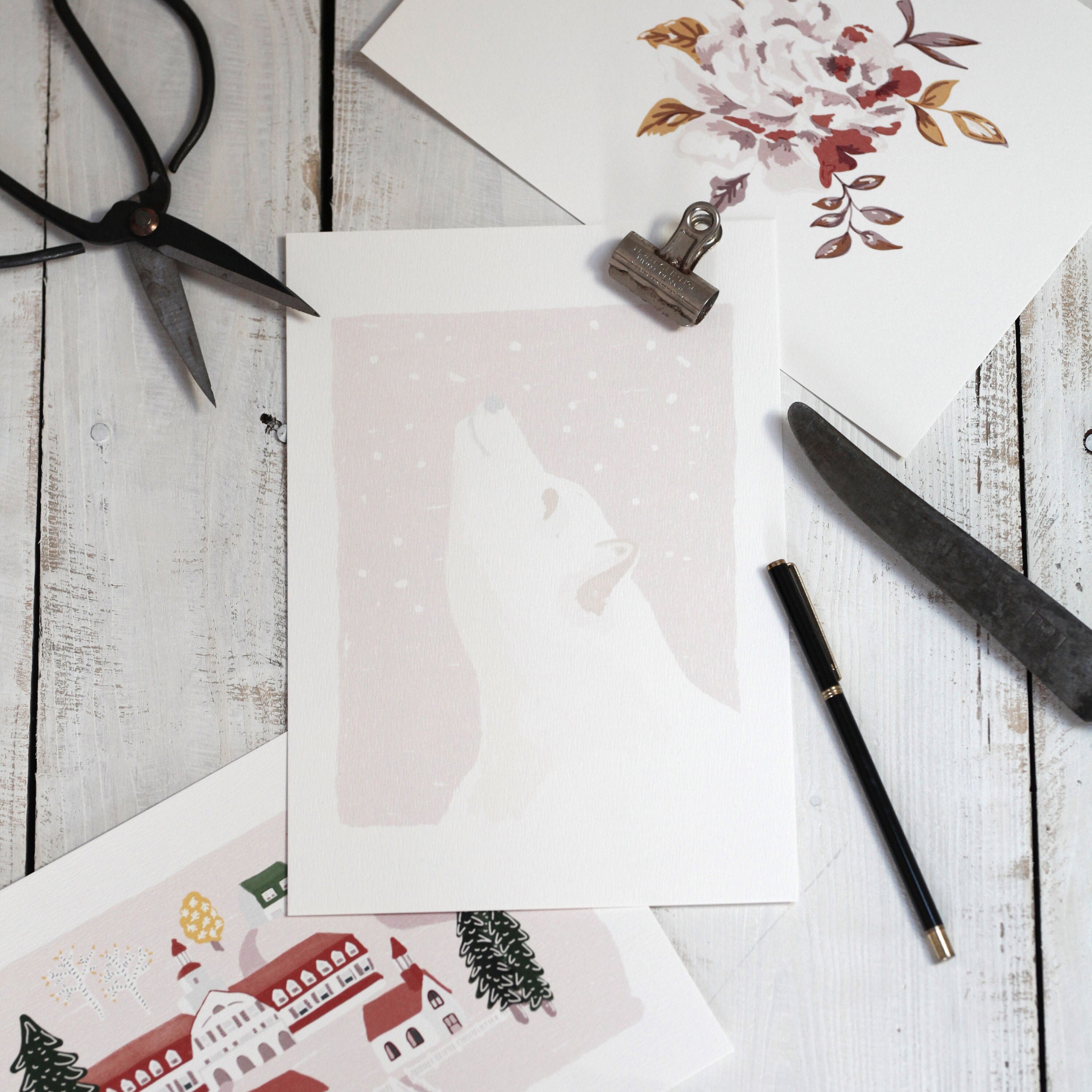 Ours Polaire, Illustration Minimaliste, Neige, Chambre Enfant, Art Mural, Affiche, Carte, Leo Bizard